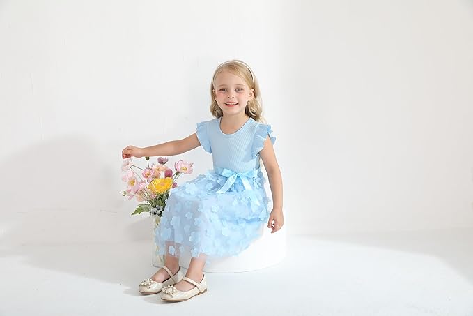 Zdluxco Toddler Girl Tulle Dress Summer Ruffle Sleeveless Baby Girl Fashion Casual Dresses 1-6Y