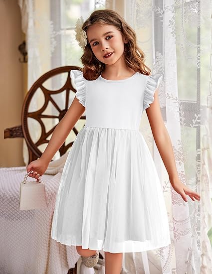 Zdluxco Arshiner Toddler Tutu Dress Little Girls Fluffy Summer Dresses Casual Party Tulle Sundress for Kids 2-6Y