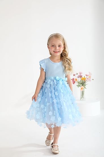Zdluxco Toddler Girl Tulle Dress Summer Ruffle Sleeveless Baby Girl Fashion Casual Dresses 1-6Y