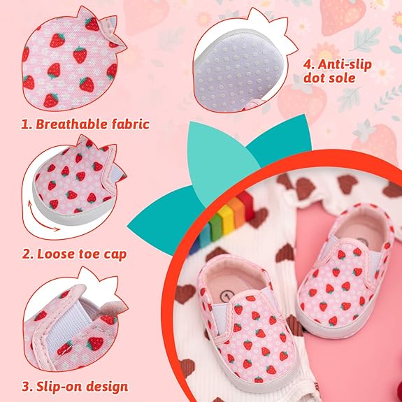 Zdluxco Morbido Infant Baby Boys Girls Canvas Sneaker Toddler Slip On Anti Skid Newborn First Walkers Candy Shoes for 0-18 Months