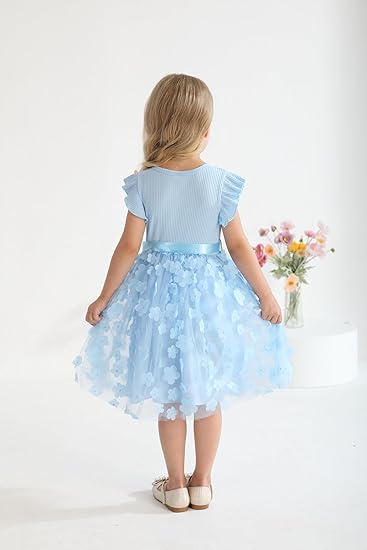 Zdluxco Toddler Girl Tulle Dress Summer Ruffle Sleeveless Baby Girl Fashion Casual Dresses 1-6Y