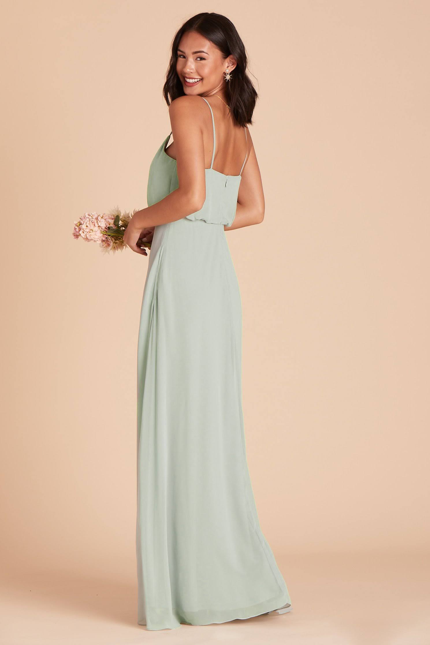 Birdy Grey Gwennie Chiffon Bridesmaid Dress in Sage L / Sage / No Slit