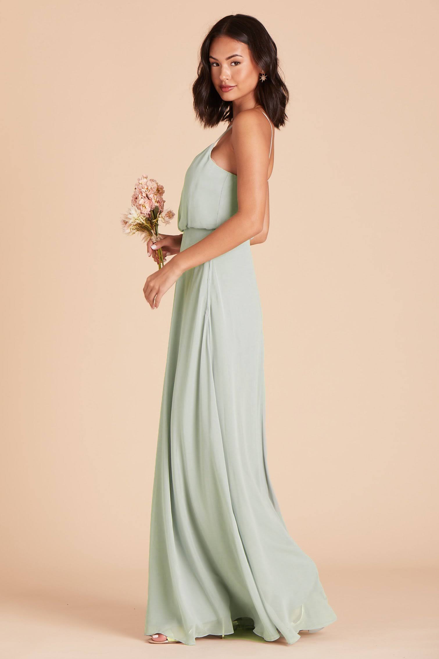 Birdy Grey Gwennie Chiffon Bridesmaid Dress in Sage L / Sage / No Slit
