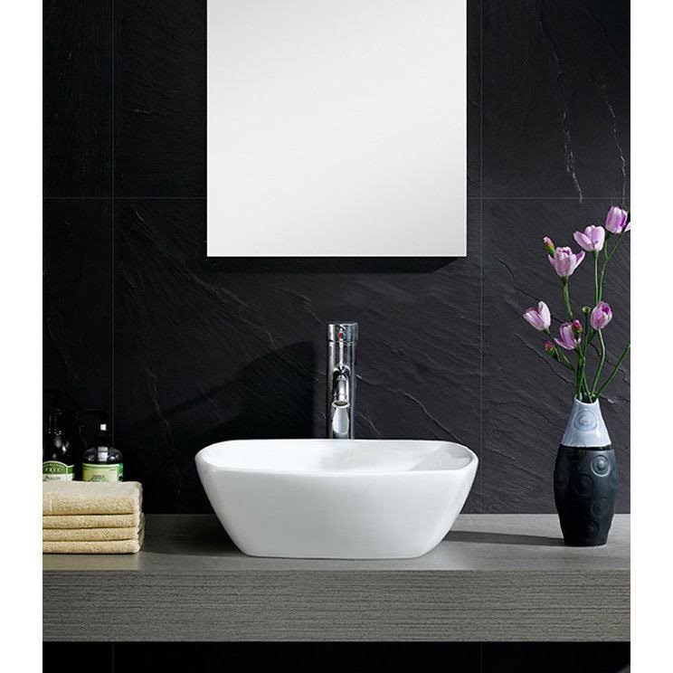 Fine Fixtures MV1717SW Vitreous China Square Stylized Vessel Sink