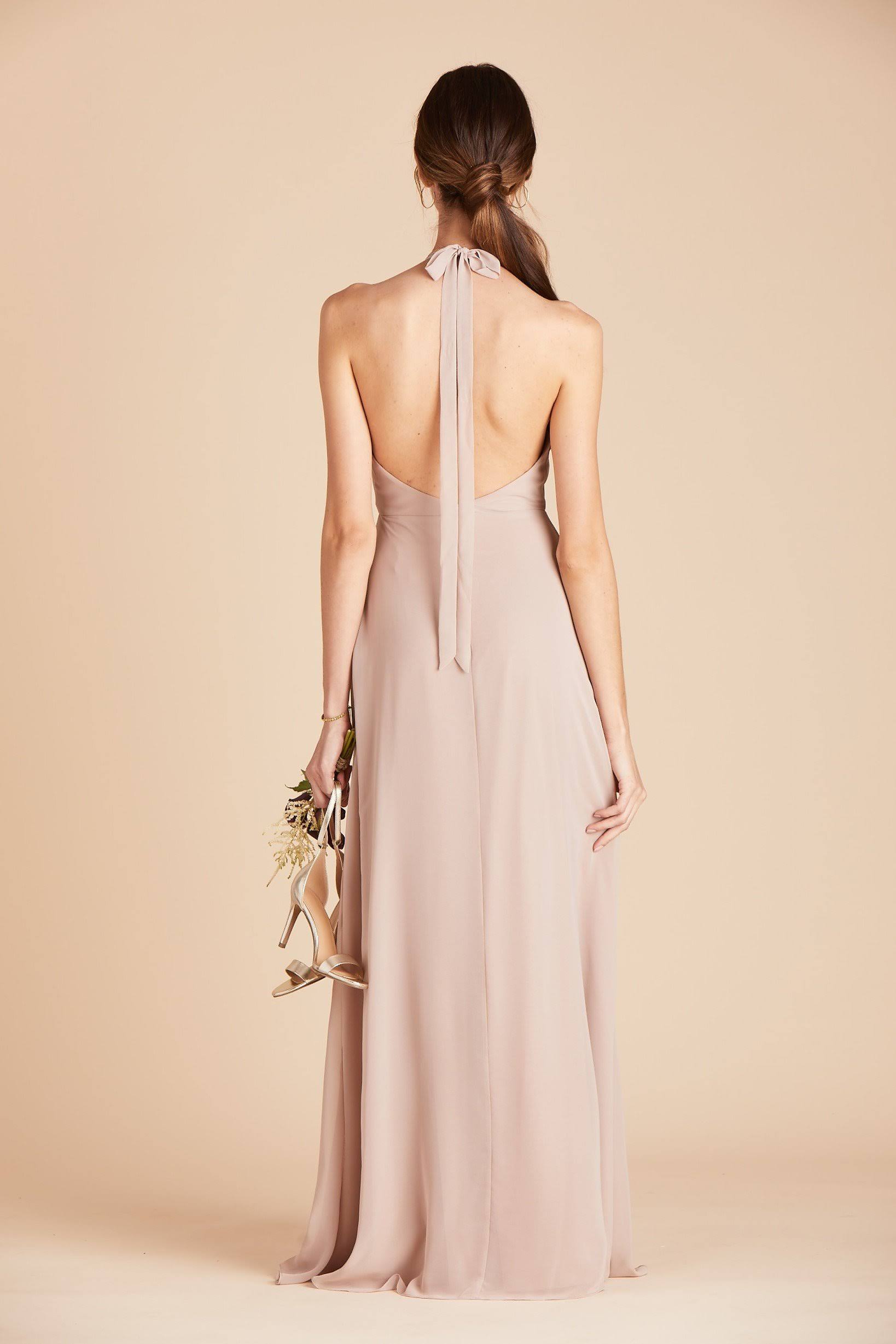 Birdy Grey Moni Convertible Chiffon Bridesmaid Dress in Taupe S / Taupe