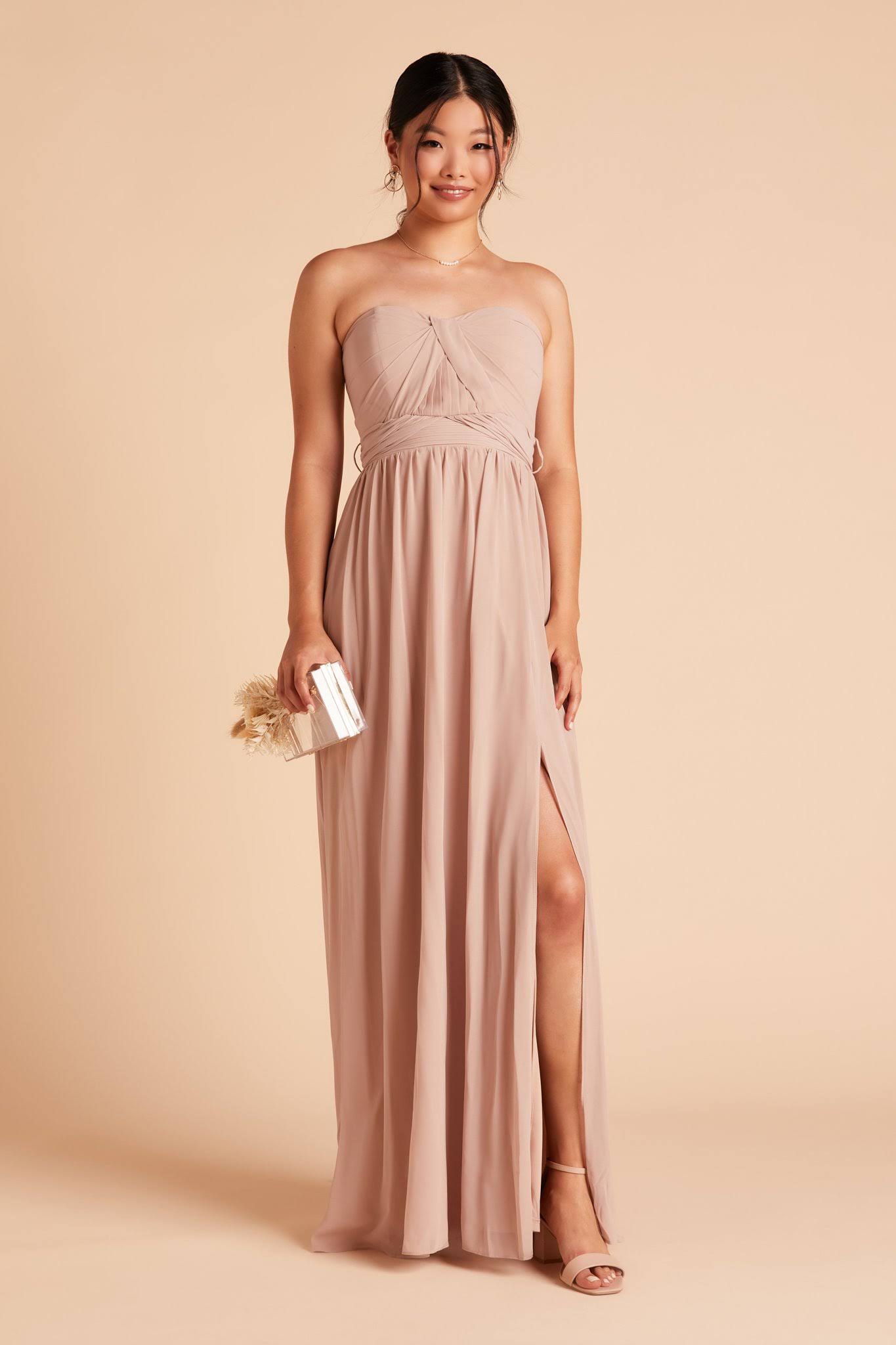 Birdy Grey Grace Convertible Chiffon Bridesmaid Dress in Taupe M / Taupe / No Slit