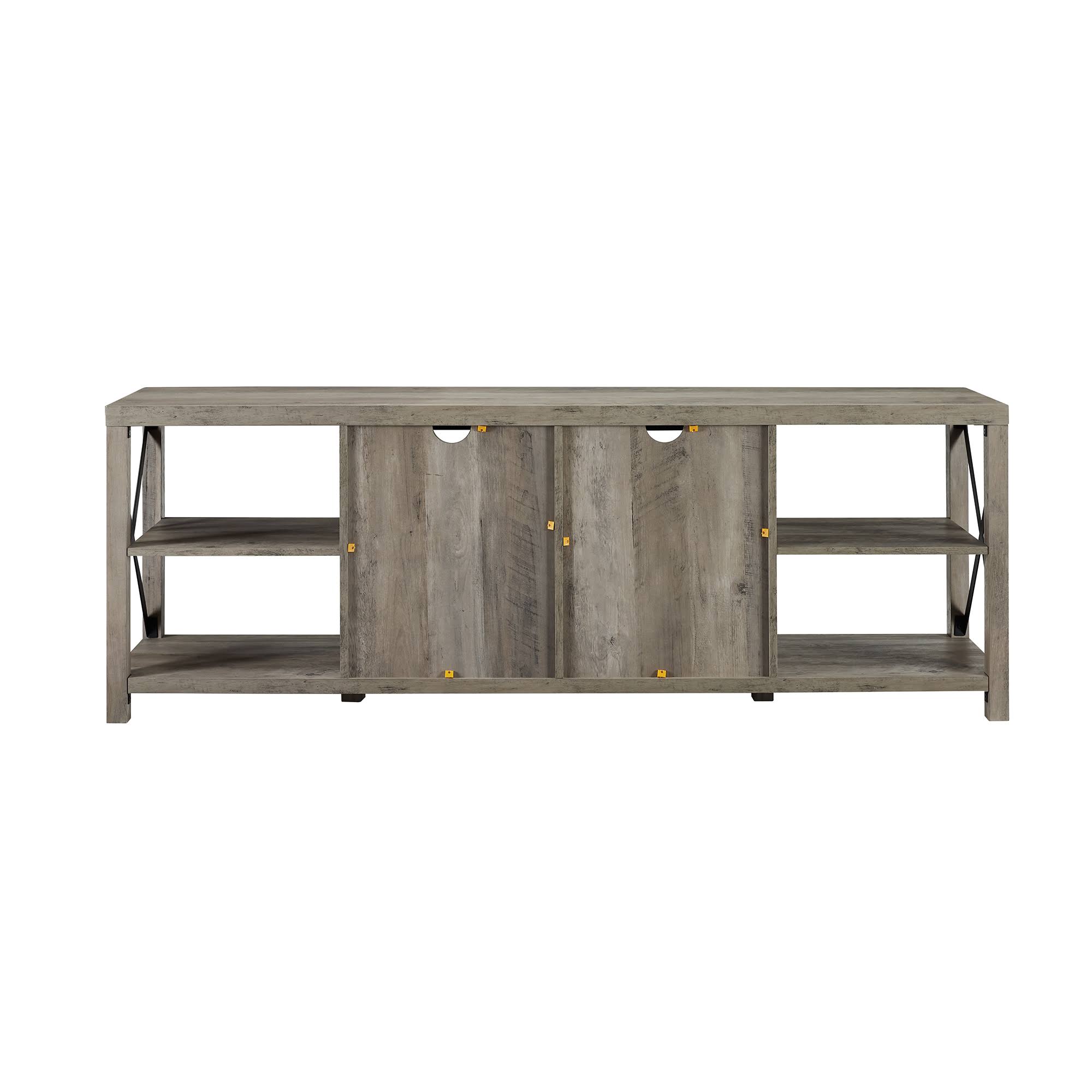 Walker Edison 70x22 Farmhouse Metal x TV Stand - Grey Wash