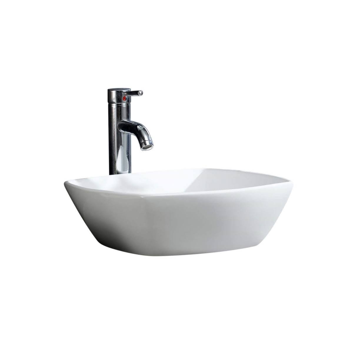 Fine Fixtures MV1717SW Vitreous China Square Stylized Vessel Sink