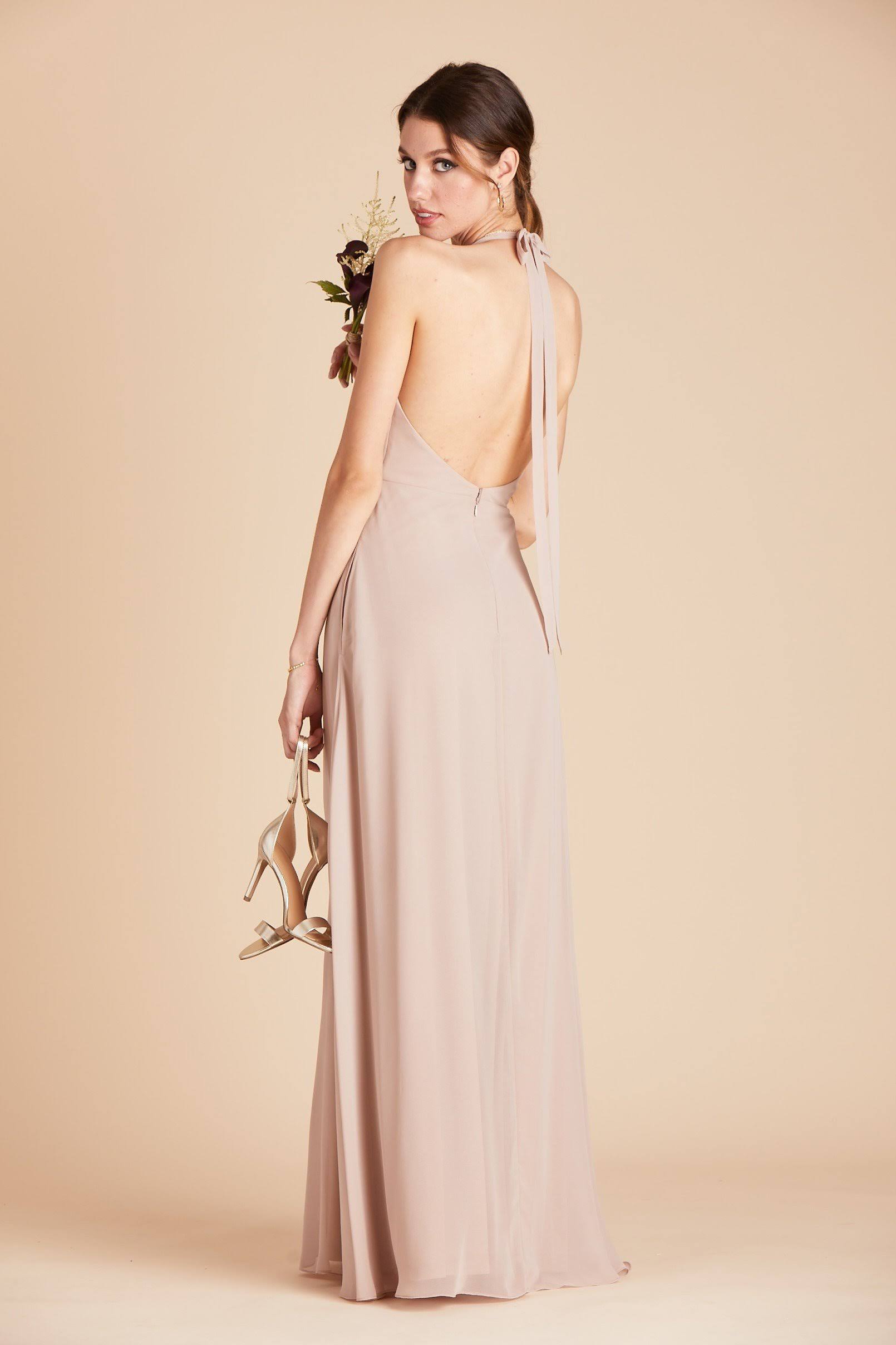 Birdy Grey Moni Convertible Chiffon Bridesmaid Dress in Taupe S / Taupe