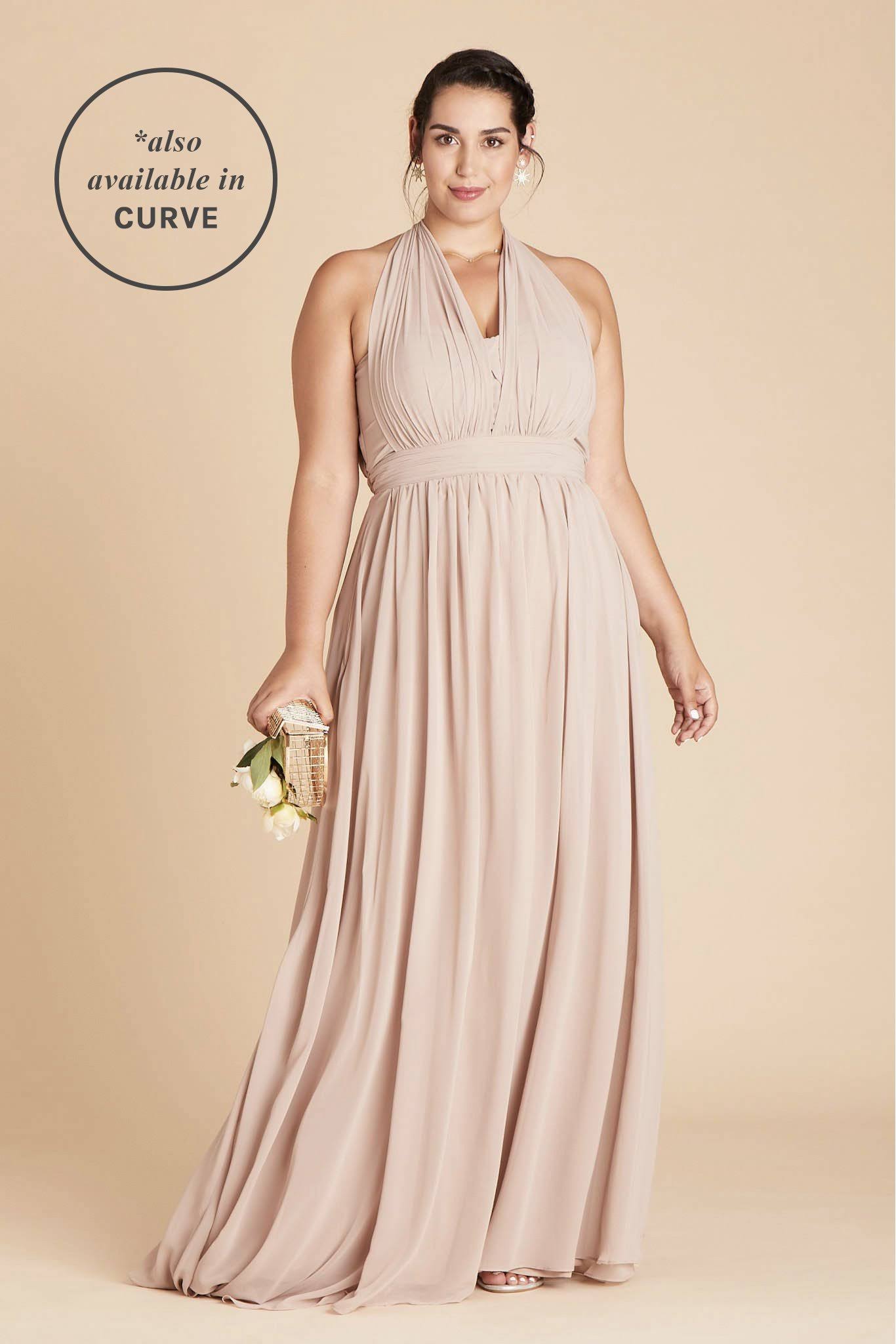 Birdy Grey Grace Convertible Chiffon Bridesmaid Dress in Taupe M / Taupe / No Slit