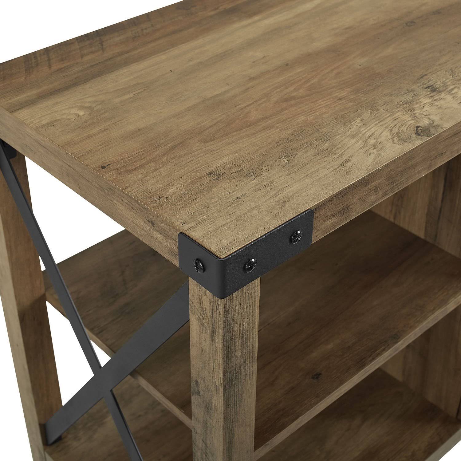 Walker Edison 70x22 Farmhouse Metal x TV Stand - Grey Wash