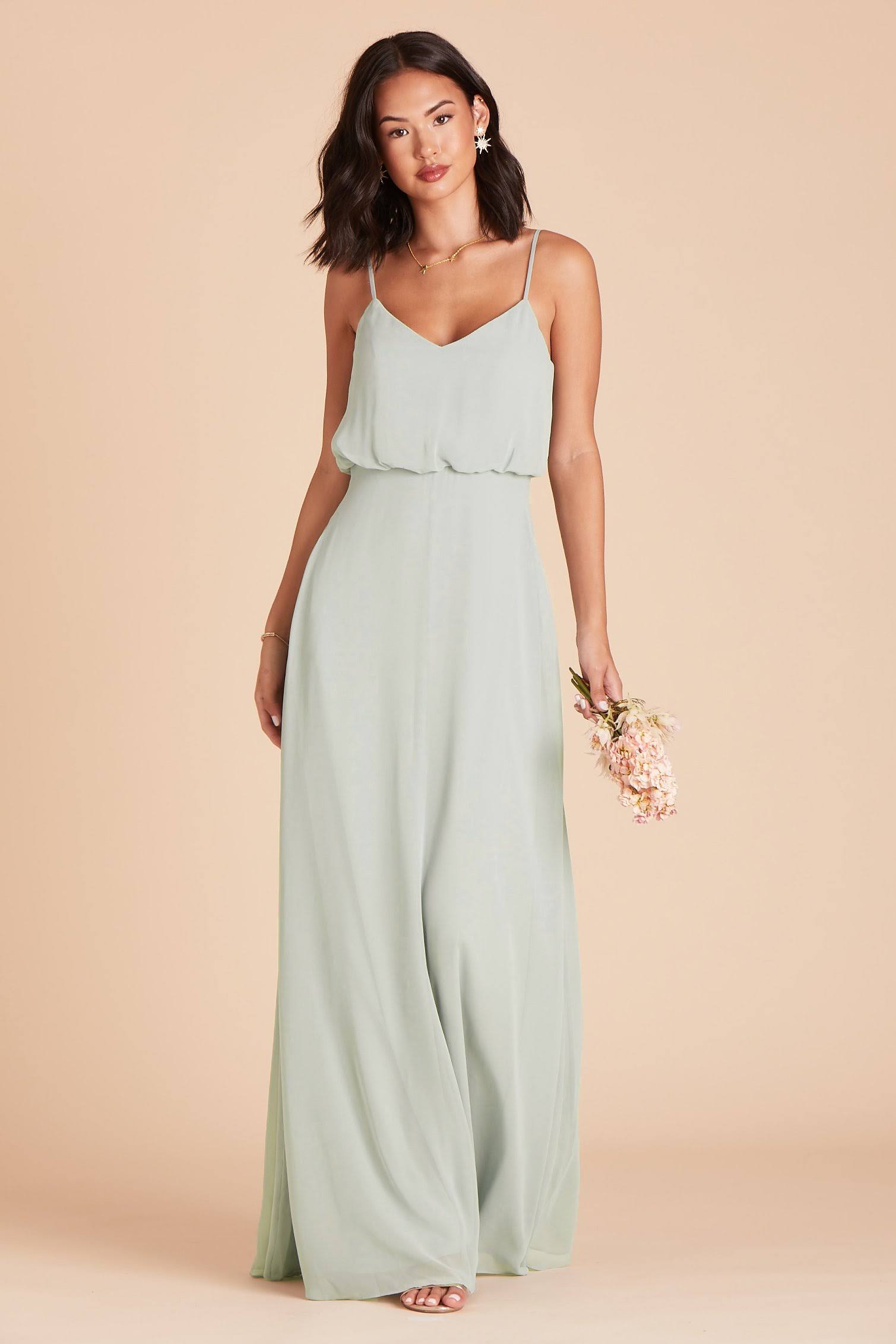Birdy Grey Gwennie Chiffon Bridesmaid Dress in Sage L / Sage / No Slit
