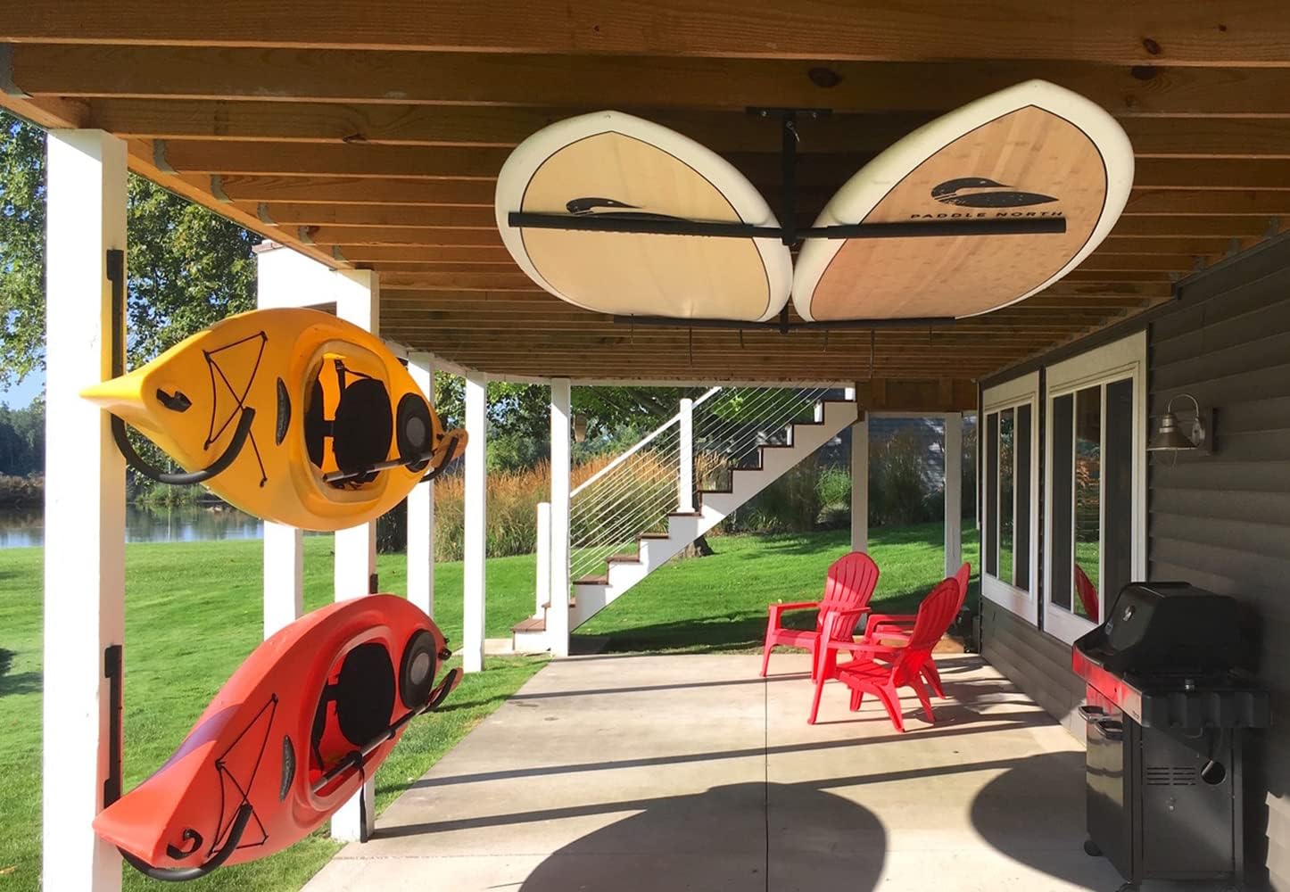 StoreYourBoard Double SUP & Surf Ceiling Storage Rack, Hi Port 2 Overhead Hanger Mount, Home & Garage