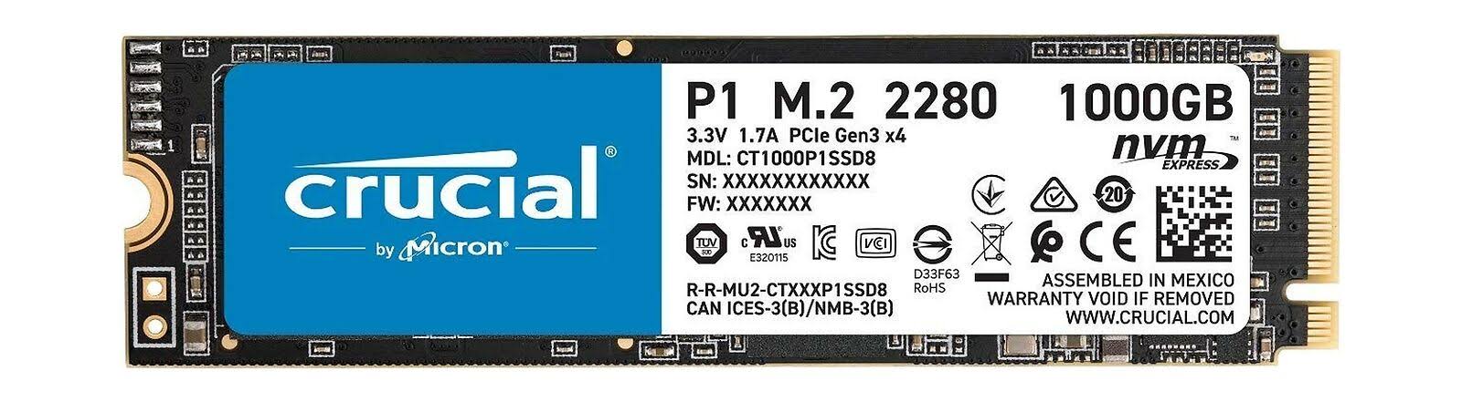 Crucial P1 1TB 3D NAND NVMe PCIe Internal Ssd, Up to 2000MB/s - CT1000P1SSD8