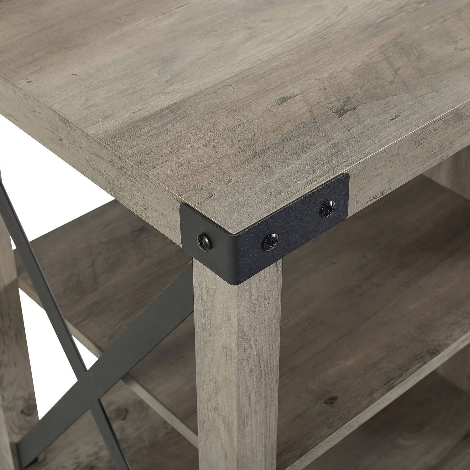 Walker Edison 70x22 Farmhouse Metal x TV Stand - Grey Wash