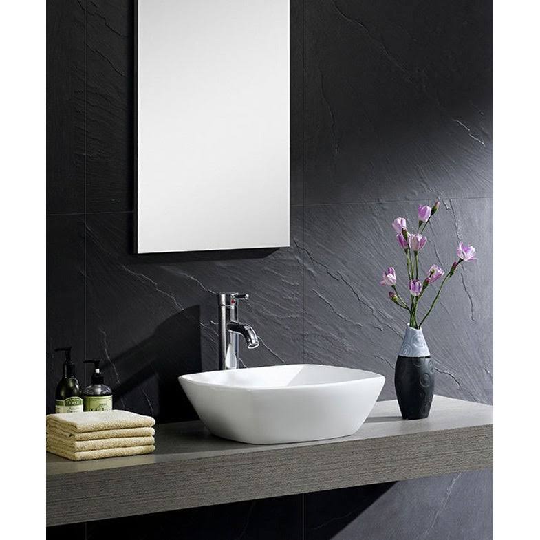 Fine Fixtures MV1717SW Vitreous China Square Stylized Vessel Sink