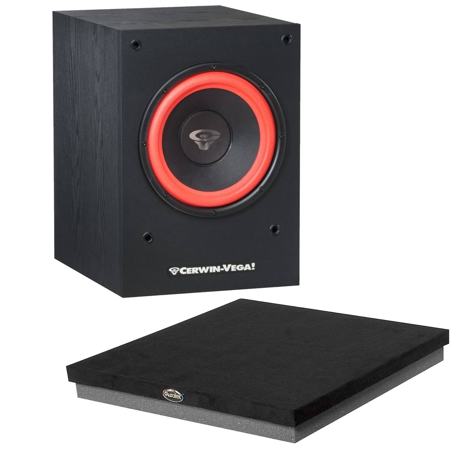 Cerwin-vega SL-10S 10′′ Powered Subwoofer, Auralex SubDude II Subwoofer Isolation Platform Bundle