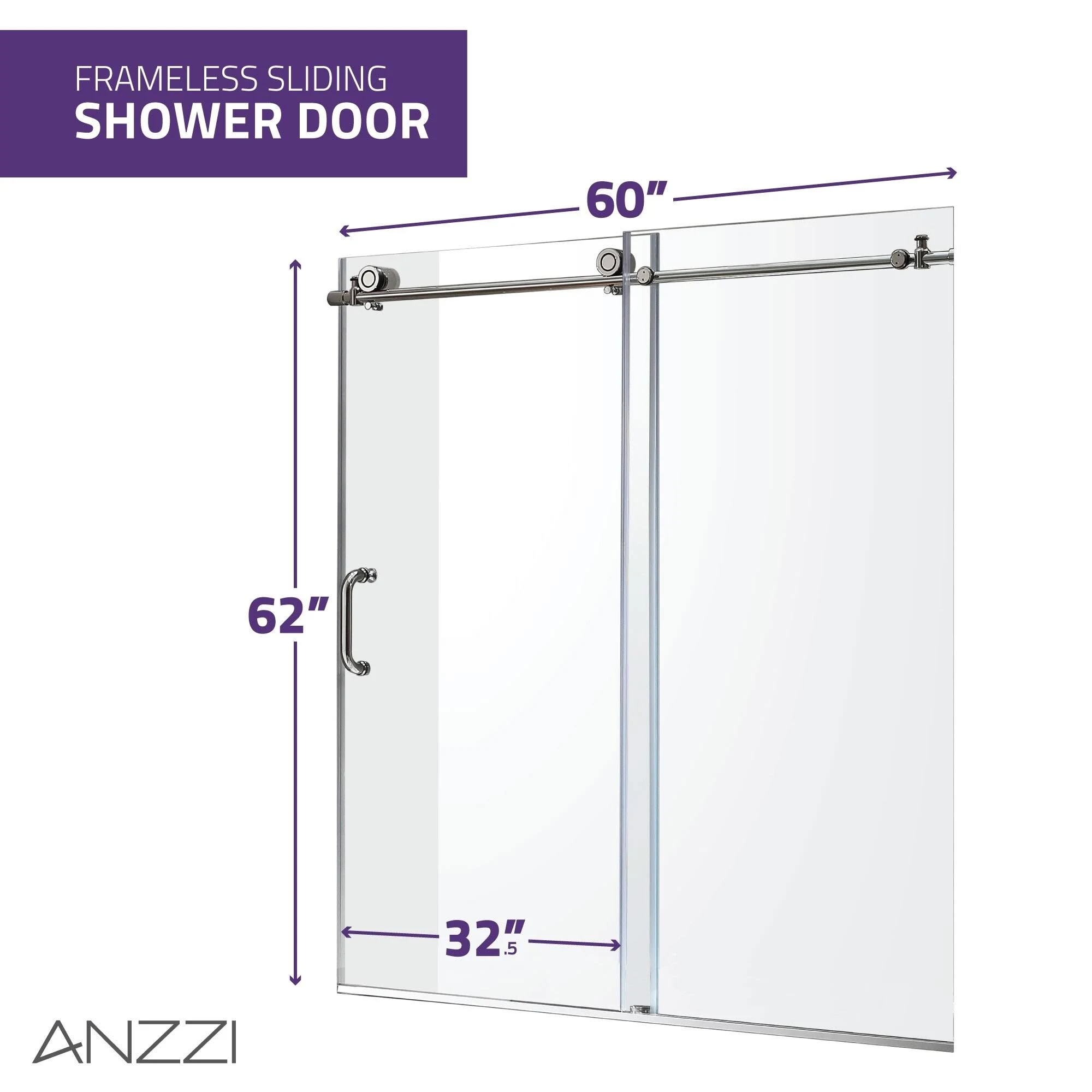 Don Series 60 in. x 62 in. Frameless Sliding Tub Door in Matte Black - Anzzi - SD-AZ17-01MB