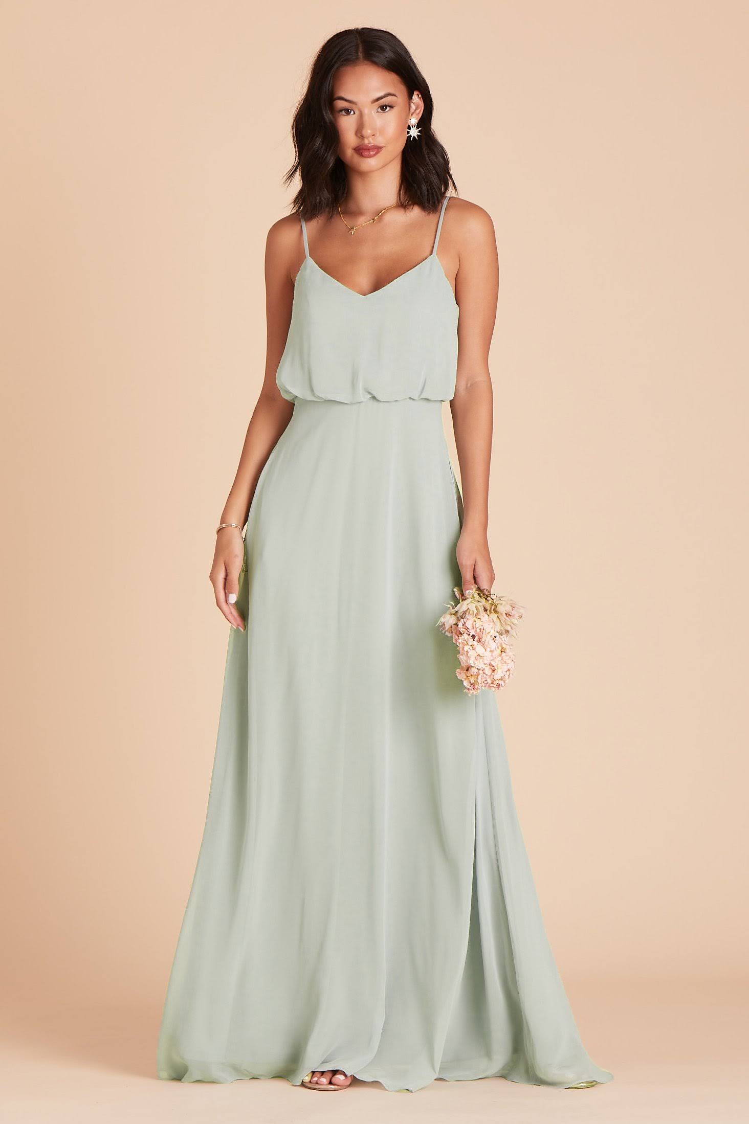 Birdy Grey Gwennie Chiffon Bridesmaid Dress in Sage L / Sage / No Slit