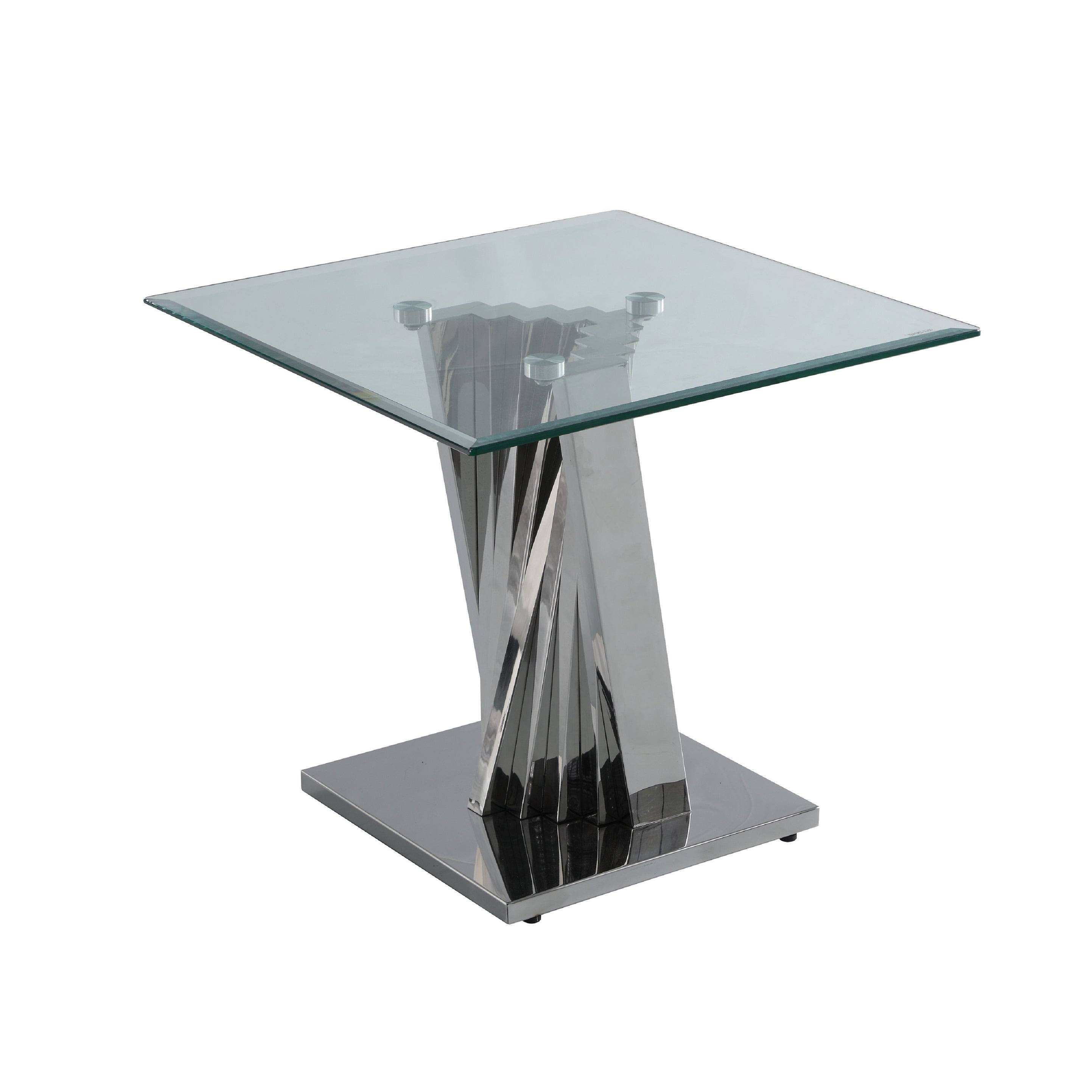 Best Quality Furniture Glass End Table with Stainless Steel Base