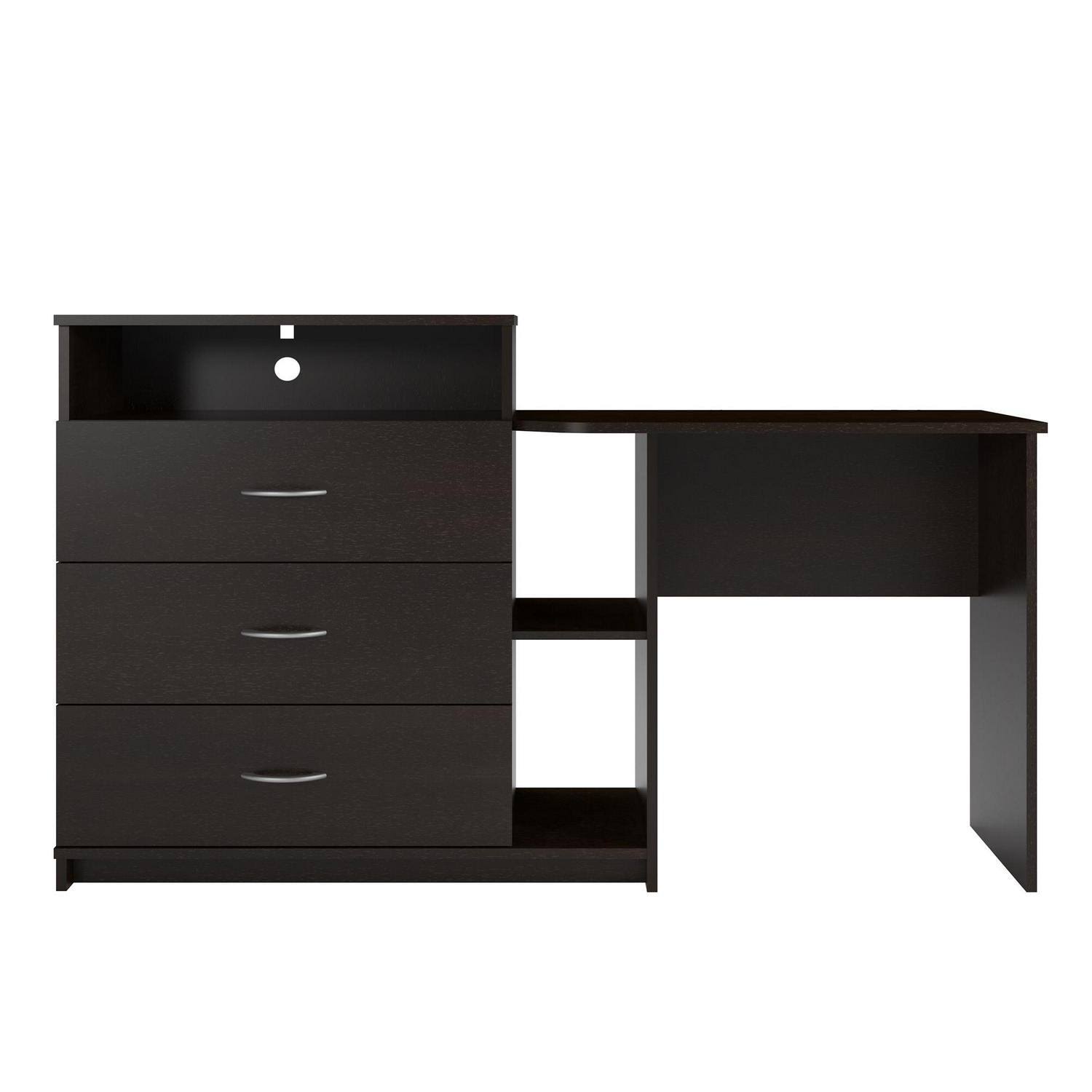 Ameriwood Home Somerset 3 in 1 Media Dresser and Desk Combo, Walnut