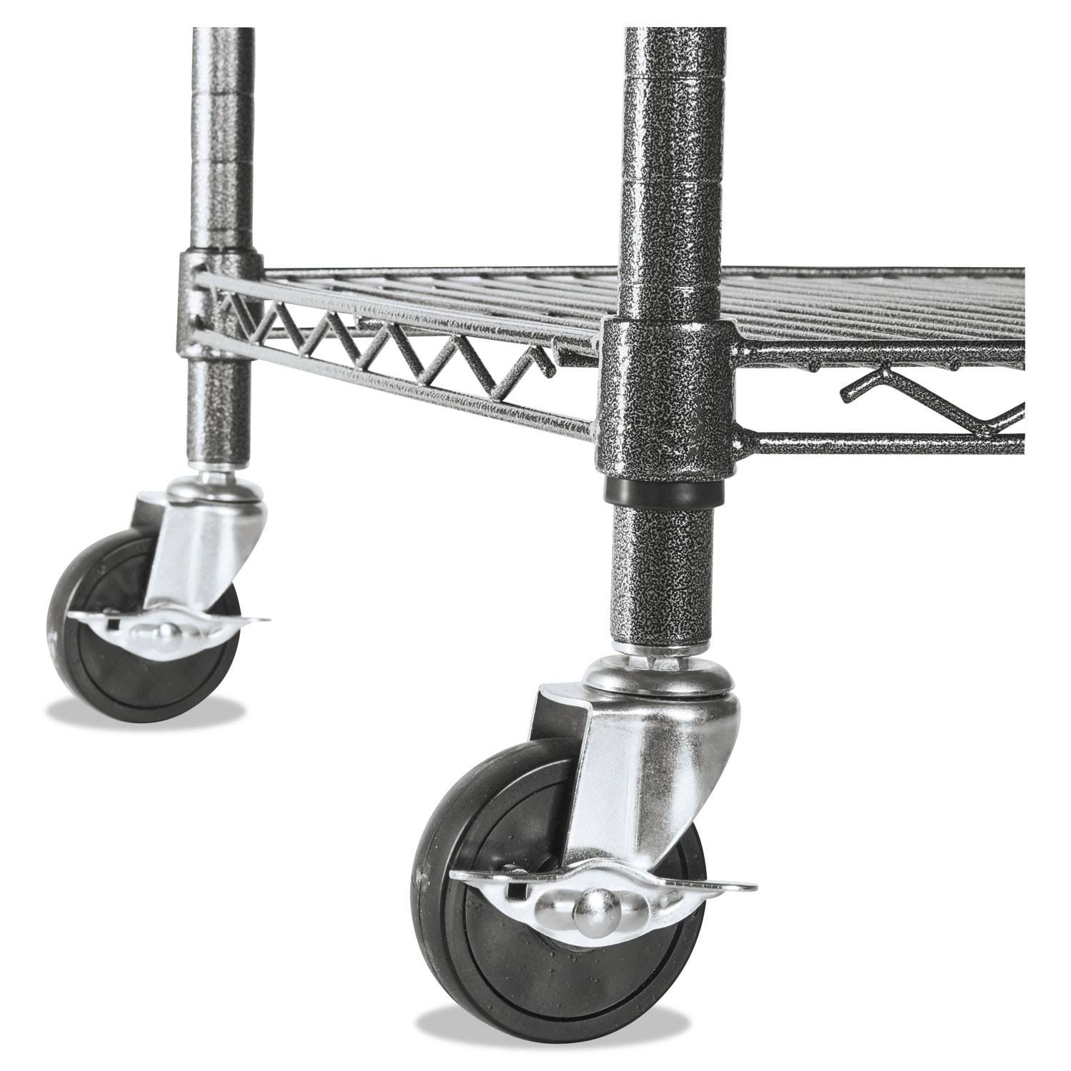 Alera 4-Shelf Wire Shelving Unit with Casters - Black Anthracite