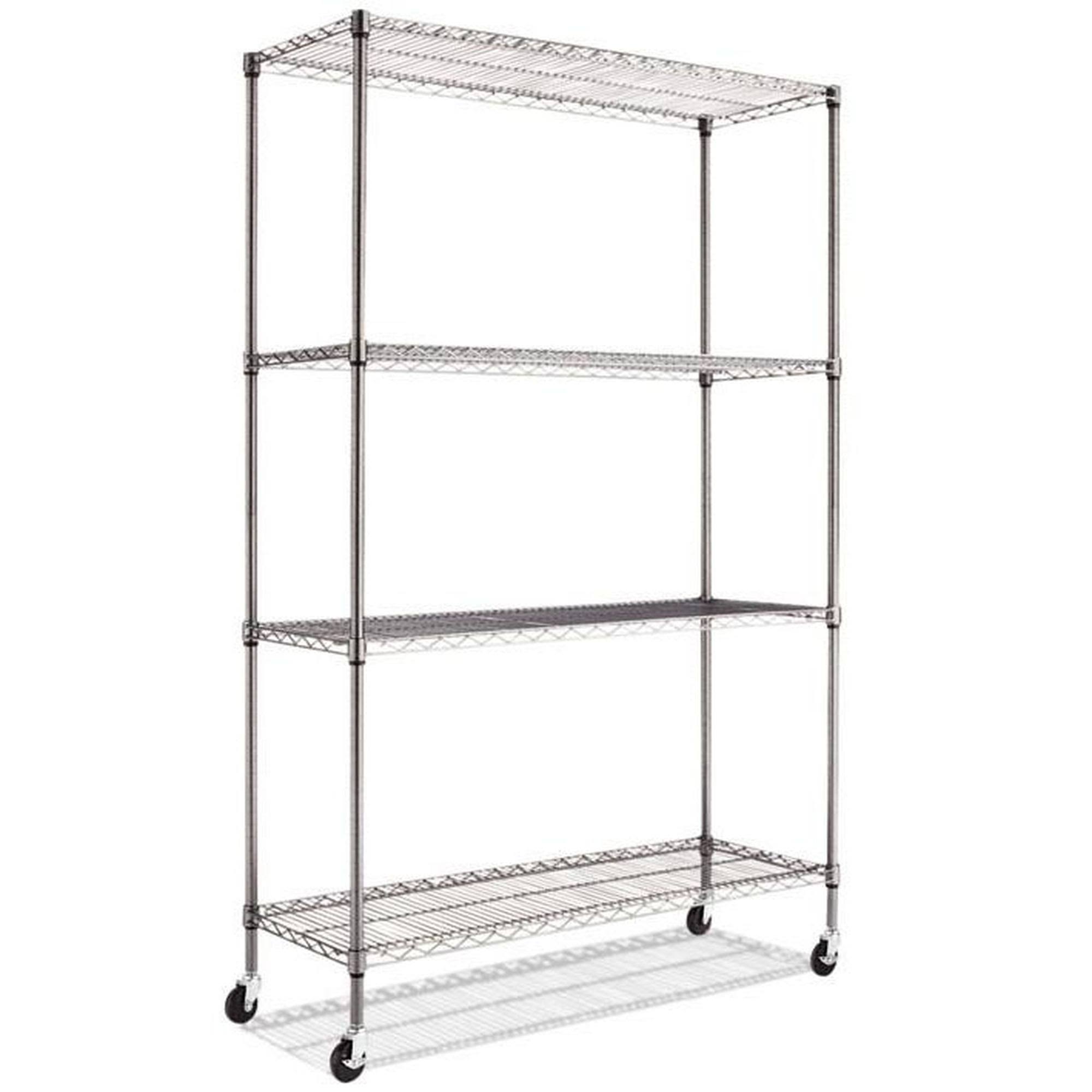 Alera 4-Shelf Wire Shelving Unit with Casters - Black Anthracite