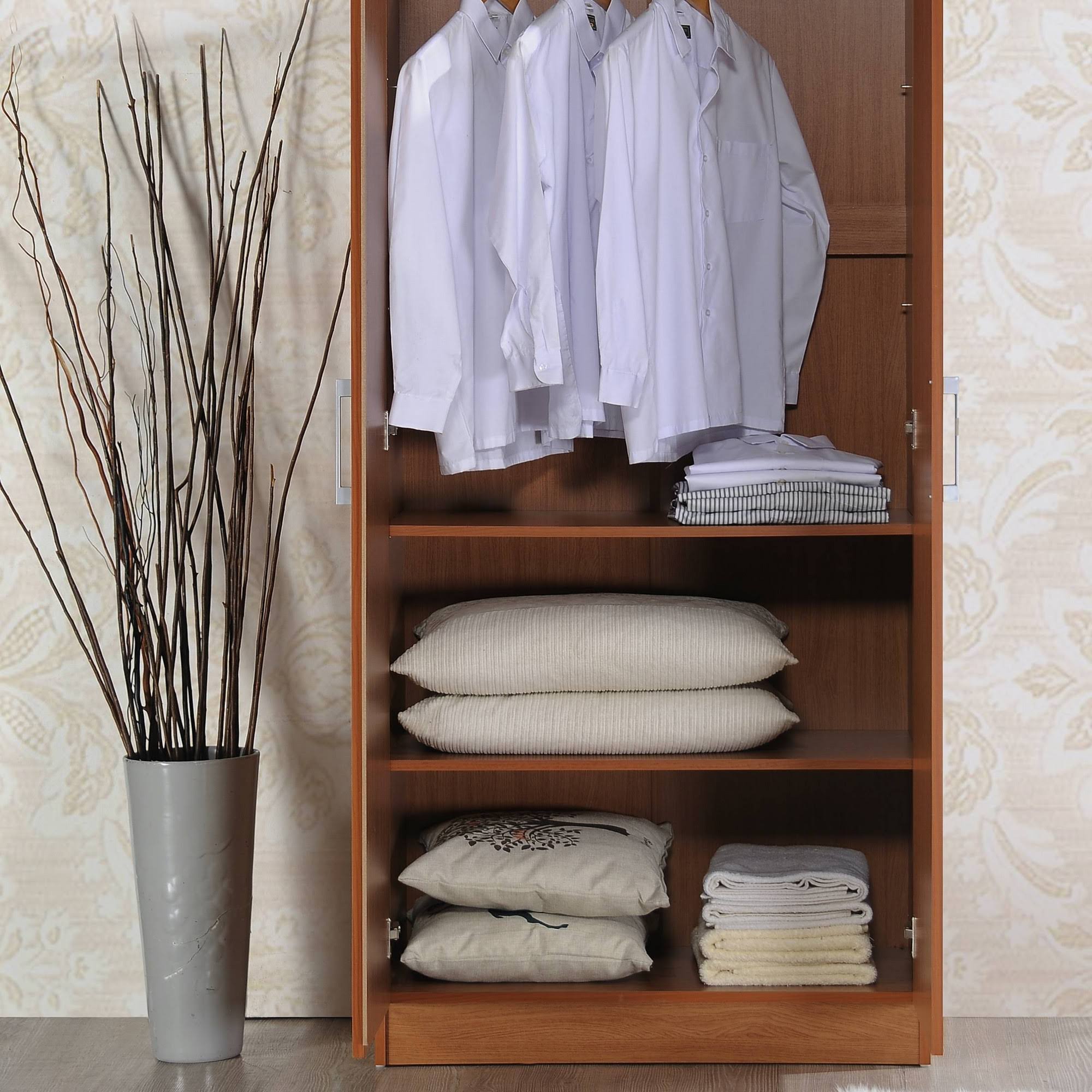 Hodedah 2-Door Cherry Armoire with Shelves, Red
