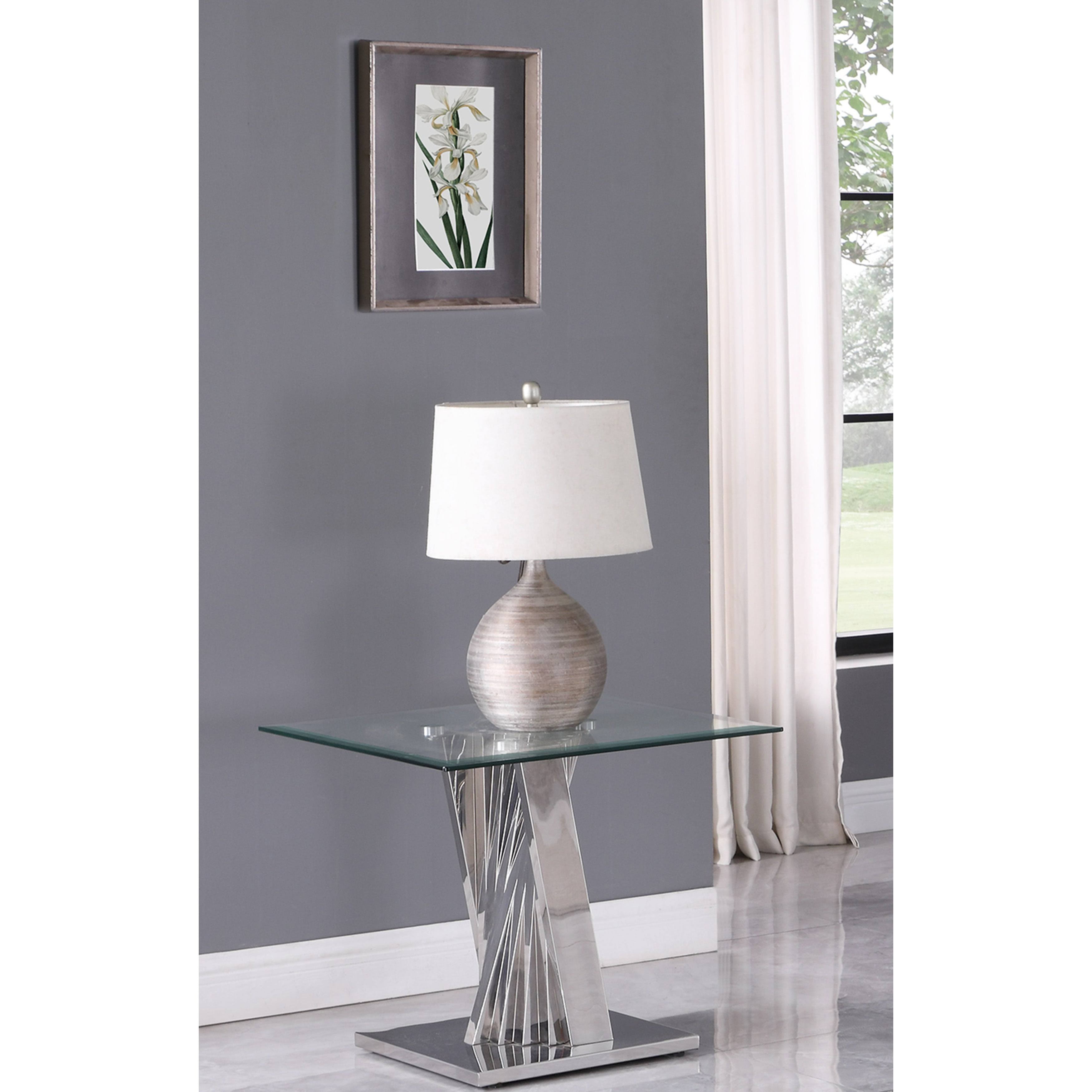 Best Quality Furniture Glass End Table with Stainless Steel Base