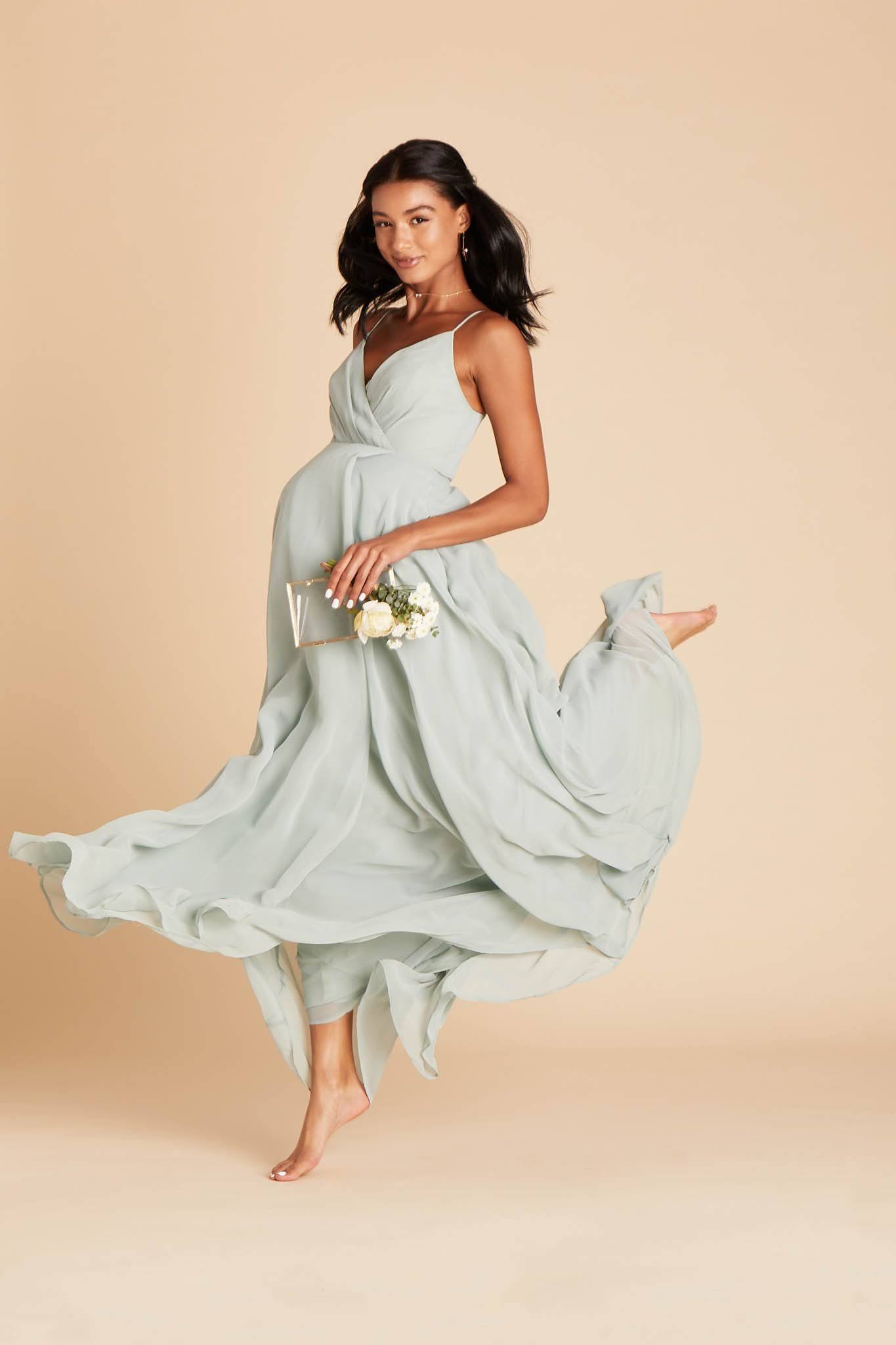 Birdy Grey Kaia Chiffon Bridesmaid Dress in Sage M / Sage