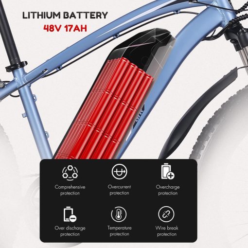 Shengmilo 48V MX02S Electric Bike, Adult Brushless Controller Electric Mountain Bike, 95N∙M Torque, 7 Speed, Double Hydraulic Brake, 26*4.0 Fat Tire Electric Bike (MX02S-Black)