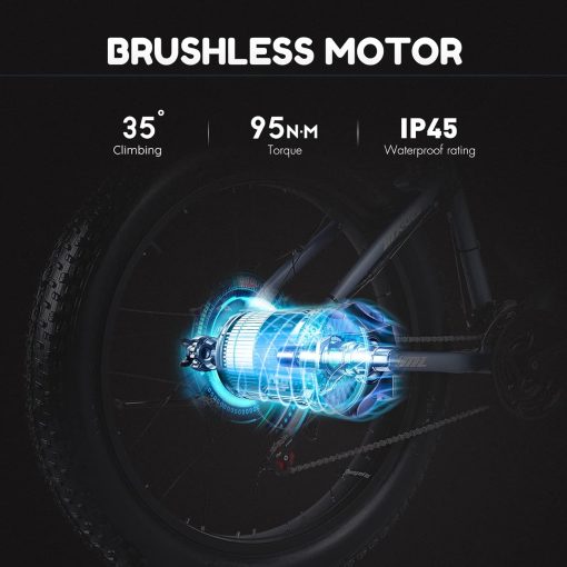 Shengmilo 48V MX02S Electric Bike, Adult Brushless Controller Electric Mountain Bike, 95N∙M Torque, 7 Speed, Double Hydraulic Brake, 26*4.0 Fat Tire Electric Bike (MX02S-Black)