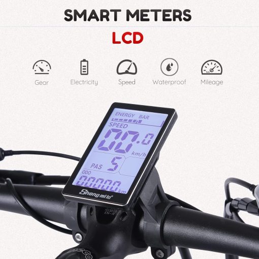 Shengmilo 48V MX02S Electric Bike, Adult Brushless Controller Electric Mountain Bike, 95N∙M Torque, 7 Speed, Double Hydraulic Brake, 26*4.0 Fat Tire Electric Bike (MX02S-Black)