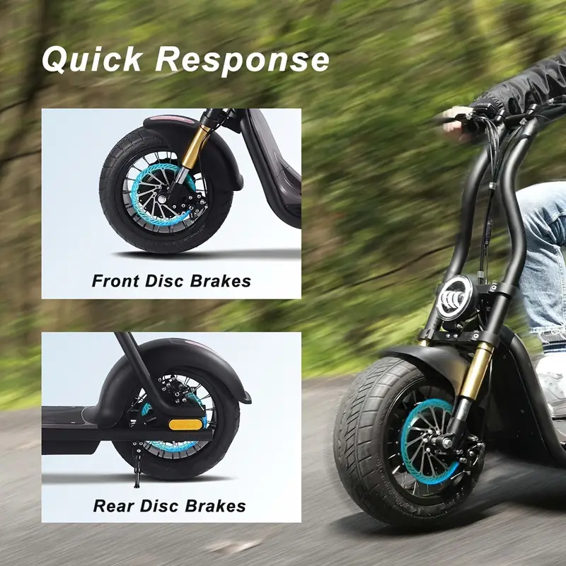 Ciclomotor, Scooter eléctrico para adultos con asiento, batería de litio de 48V12Ah, scooter de cercanías E-Bike E-Motorcycle E-Chopper, ciclomotores para adultos, scooter eléctrico de neumáticos gruesos, scooter eléctrico de alta resistencia, ciclom