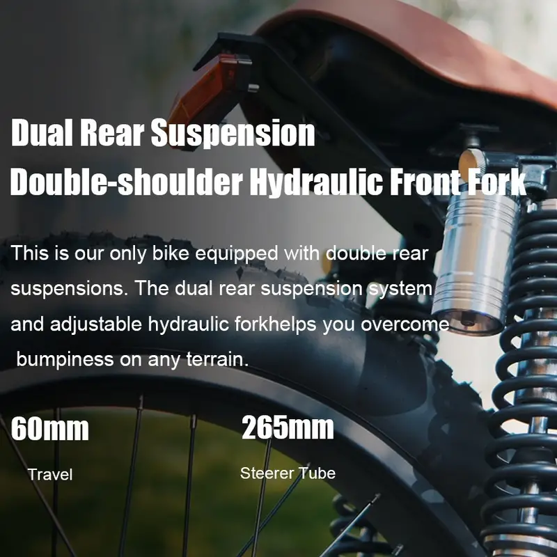 Bicicleta eléctrica de suspensión completa BeeCool Full Black Bee Challenger de largo alcance, motor de 750W, alcance de 100MI, batería de 48V 30Ah, neumáticos de 24