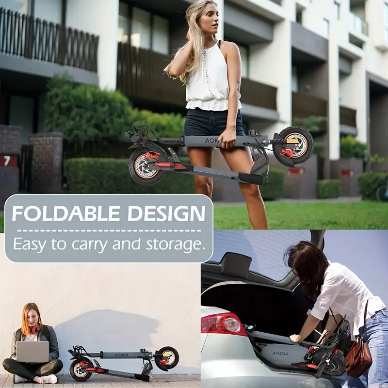 Adults Electric Scooter 48V/12.5Ah, 20-30 Long Range, 18650 Battery, 500W Motor Power, E Scooter For Adults, 25.4cm Pneumatic Tires, Dual Suspension, Dual Braking System And Cruise Control, Foldable Commuter E-Scooter For Adults With Smart LCD Displa