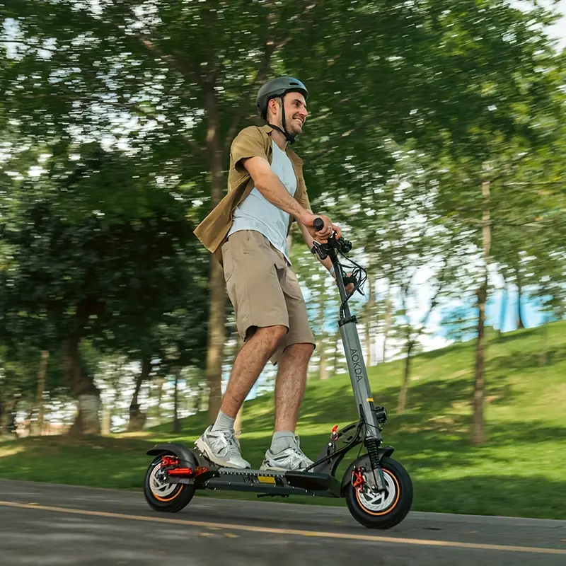 Adults Electric Scooter 48V/12.5Ah, 20-30 Long Range, 18650 Battery, 500W Motor Power, E Scooter For Adults, 25.4cm Pneumatic Tires, Dual Suspension, Dual Braking System And Cruise Control, Foldable Commuter E-Scooter For Adults With Smart LCD Displa