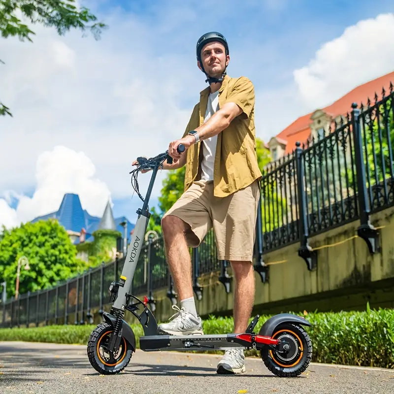 Adults Electric Scooter 48V/12.5Ah, 20-30 Long Range, 18650 Battery, 500W Motor Power, E Scooter For Adults, 25.4cm Pneumatic Tires, Dual Suspension, Dual Braking System And Cruise Control, Foldable Commuter E-Scooter For Adults With Smart LCD Displa