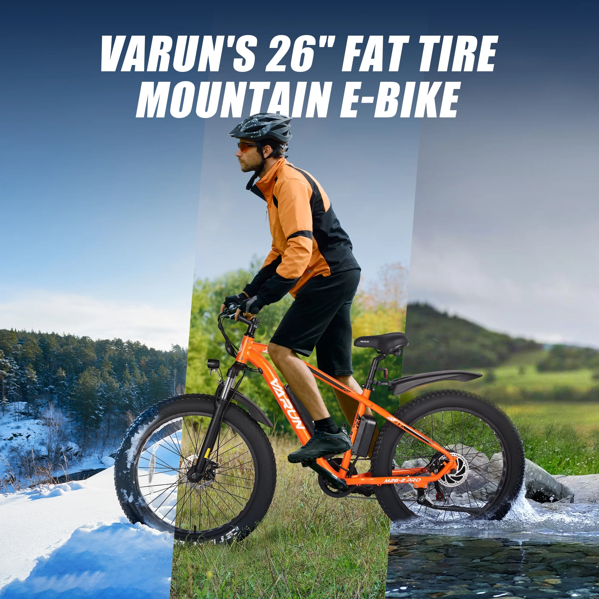 VARUN E Bikes - Peak 750W Ebikes for Adults - Fat Tire Electric Bike Up to 25MPH 60+ Miles with 48V 13AH Removable Battery - 26