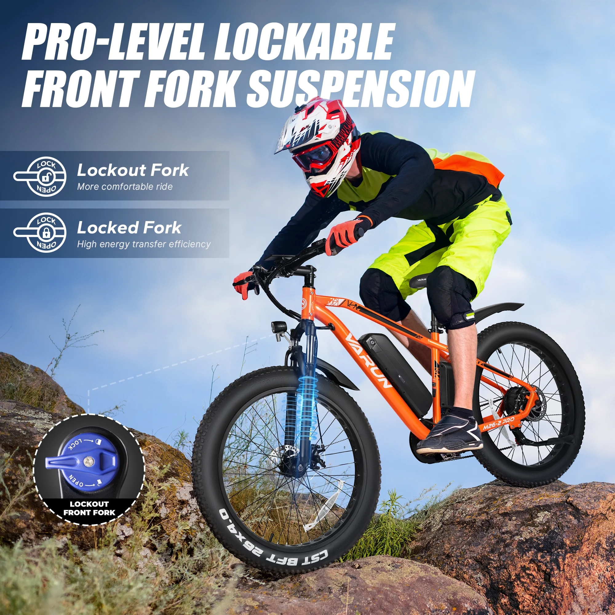 VARUN E Bikes - Peak 750W Ebikes for Adults - Fat Tire Electric Bike Up to 25MPH 60+ Miles with 48V 13AH Removable Battery - 26