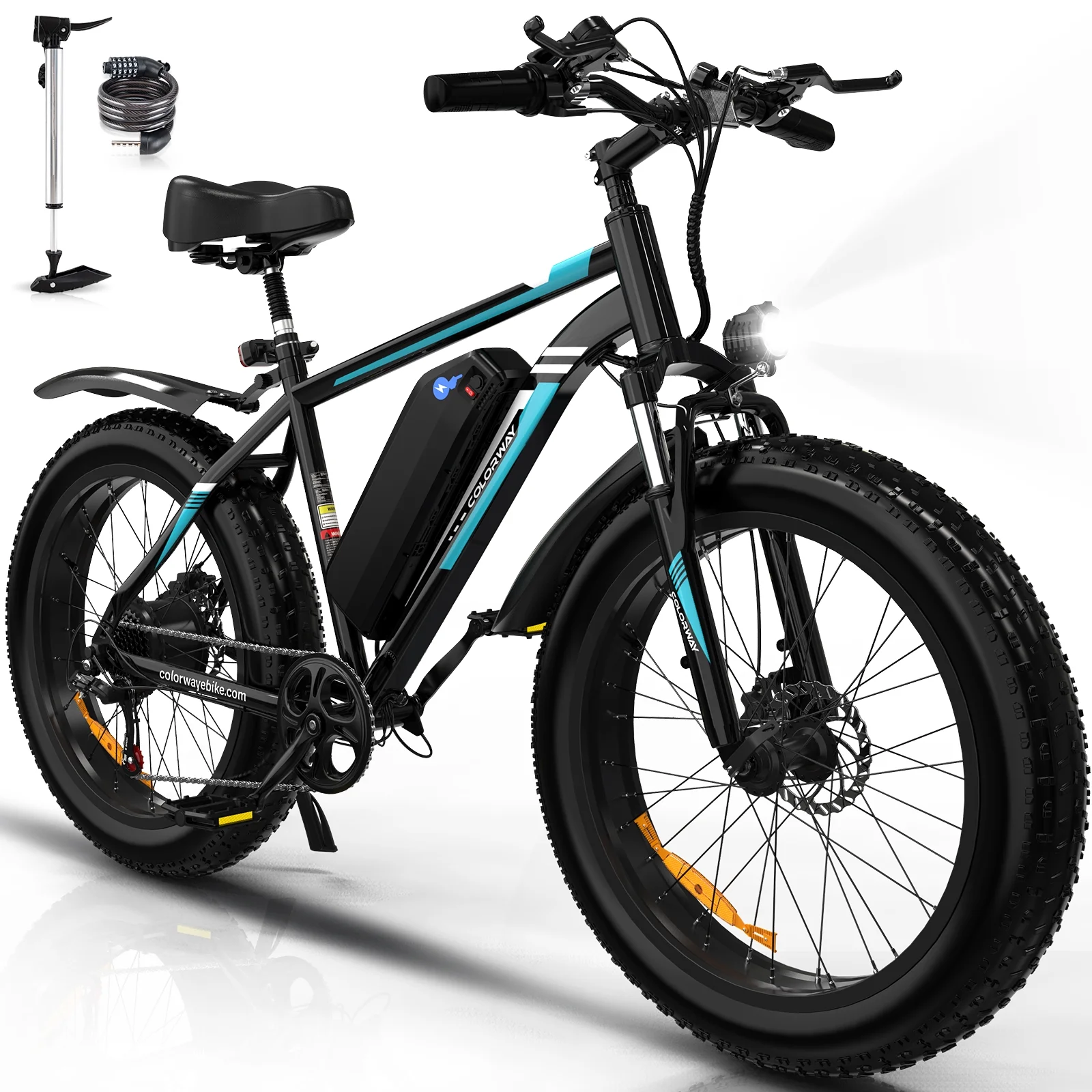 COLORWAY 26*4.0 Fat Tire E bike, 750W Electric Bicycles 15AH 48V Mountain Electric Bike for adult UL 2849