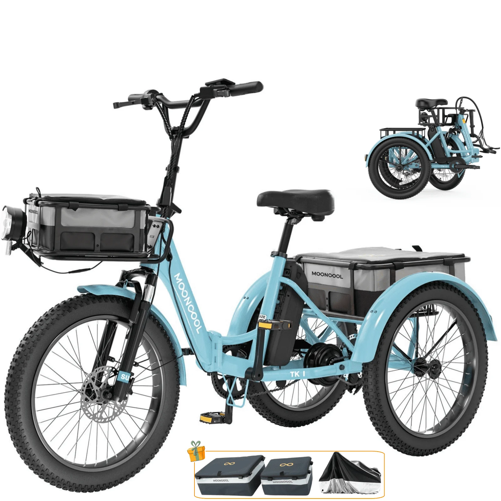 LILYPELLE Electric Trike for Adults, 750W Folding Electric Tricycle Electric Trike, 3 Wheel Electric Bicycle Motorized Three Wheel Ebike with Large Basket for Women Men