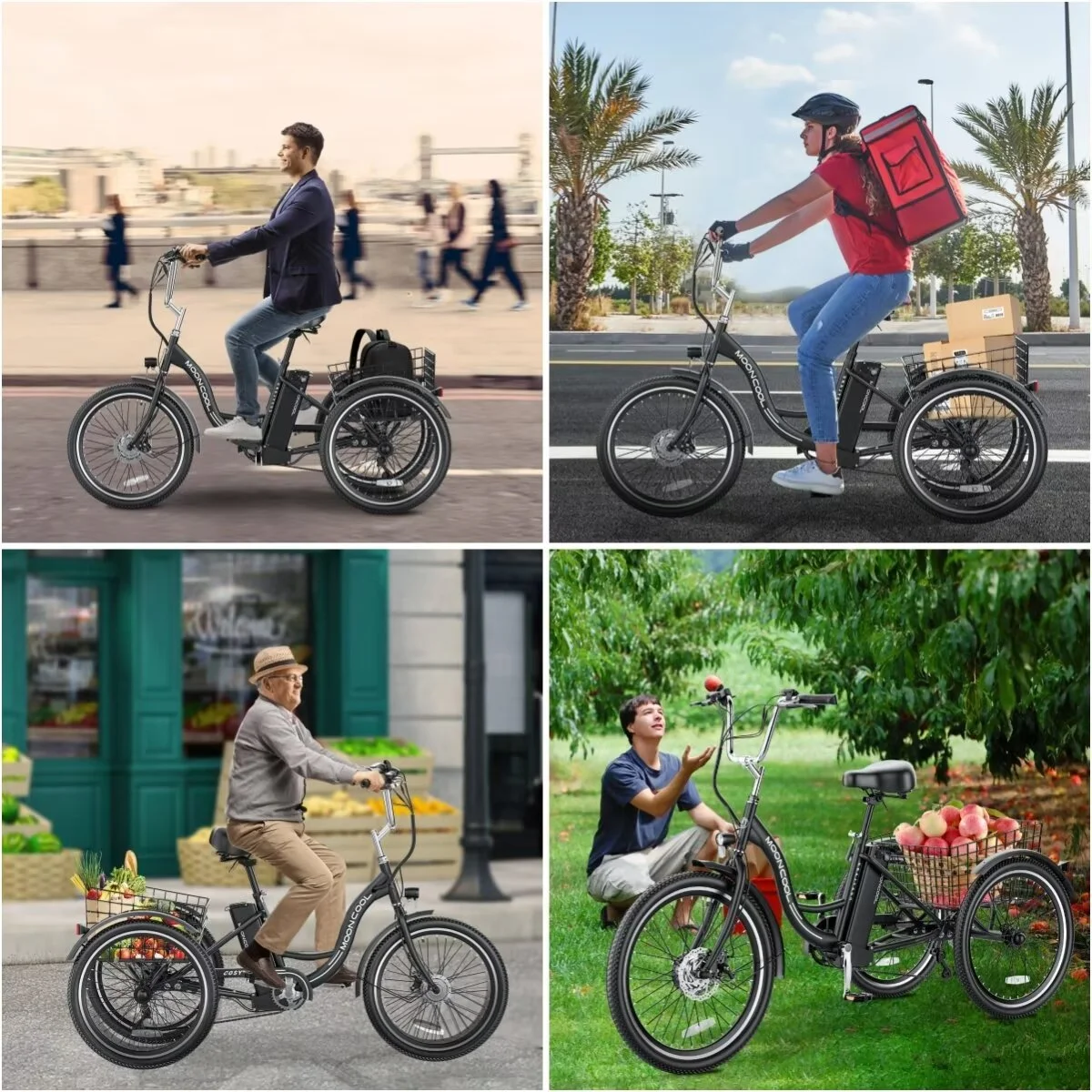 Lilypelle Electric Tricycle for Adults, 350W 36V Electric Trike Motorized Three Wheel Electric Bicycle, 7 Speeds 3 Wheels Adult Electric Tricycle with Large Basket,Black