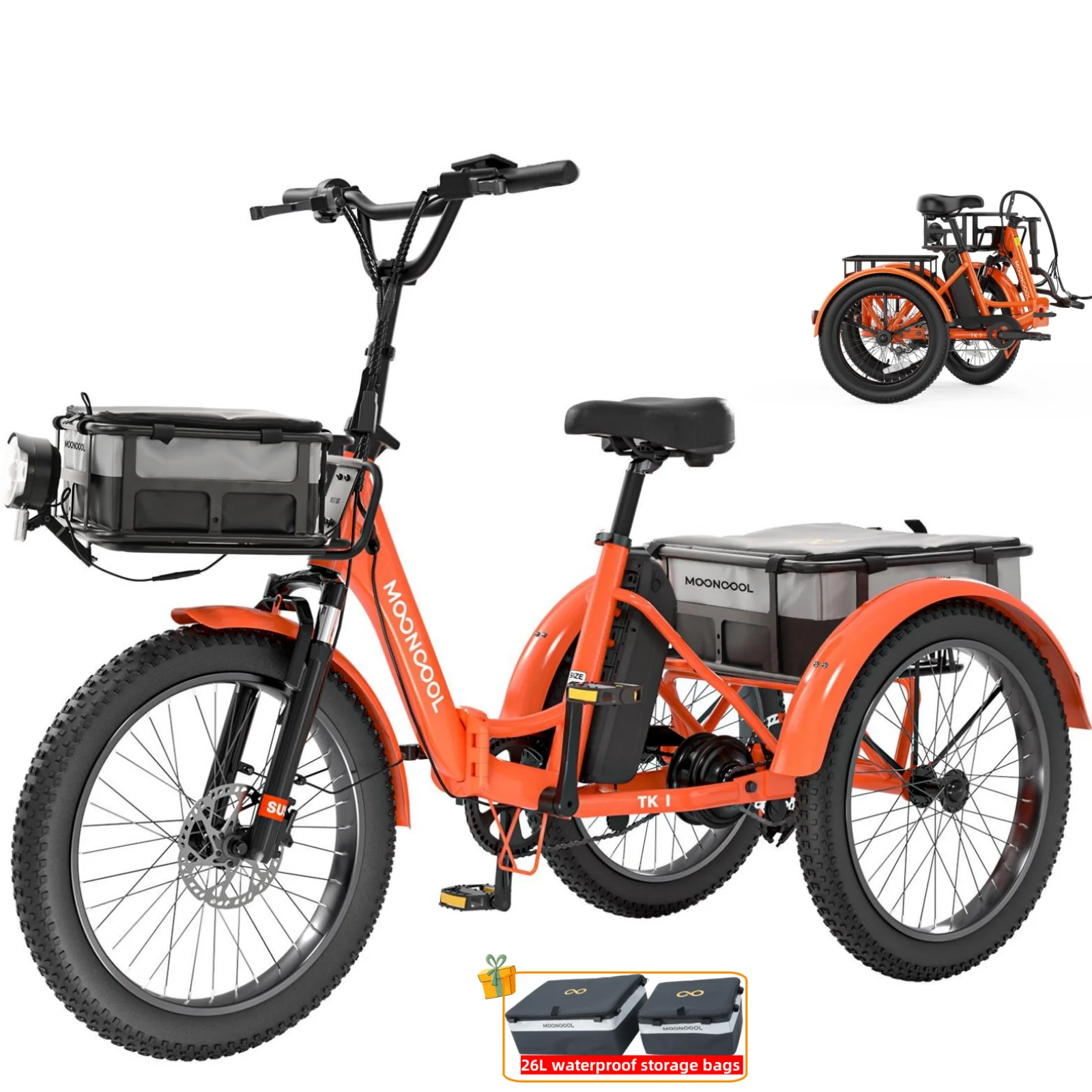 LILYPELLE Electric Trike for Adults, 750W Folding Electric Tricycle Electric Trike, 3 Wheel Electric Bicycle Motorized Three Wheel Ebike with Large Basket for Women Men