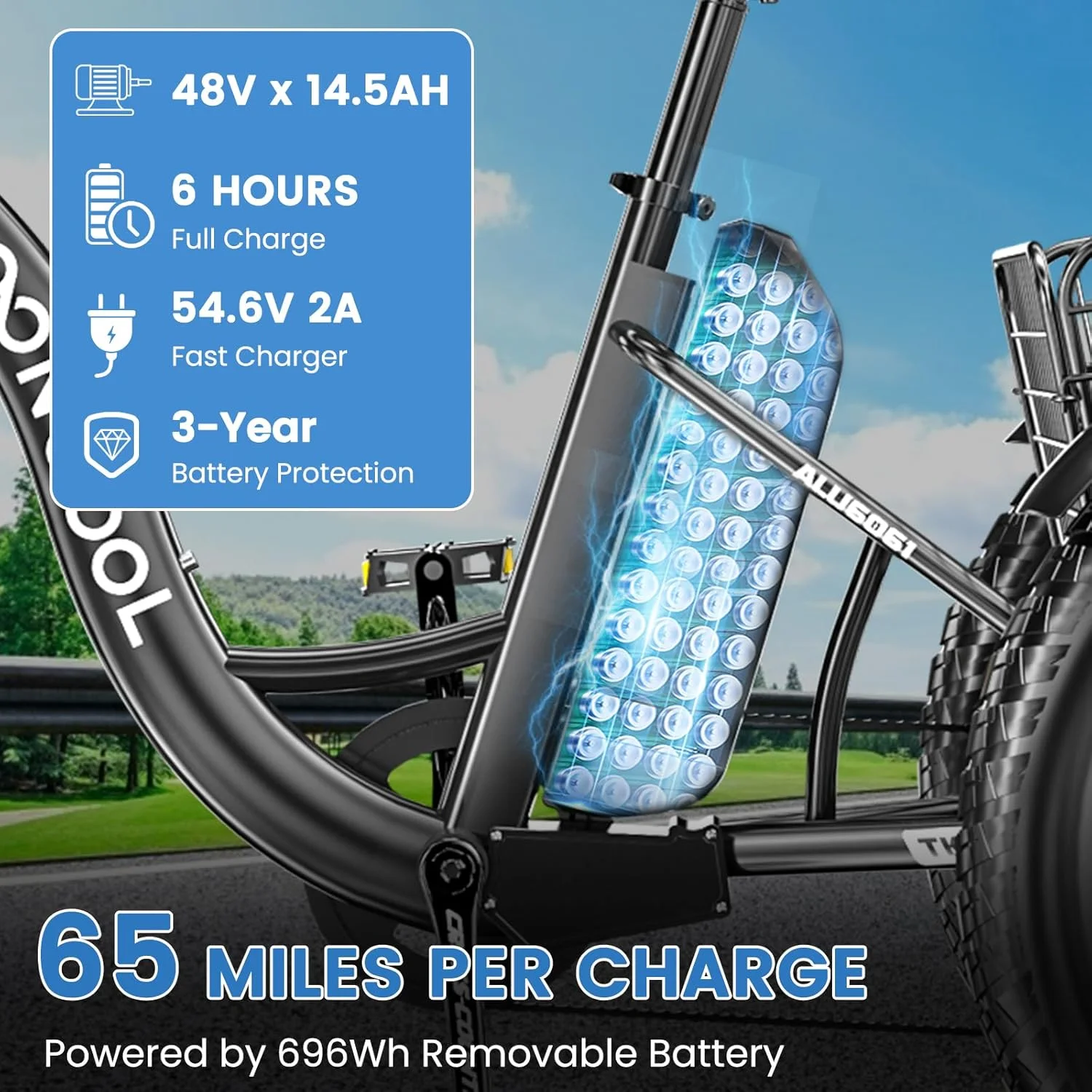 MOONCOOL 750W Motor Electric Tricycle for Adults, 7 Speed 20 x 4.0 Inch Fat Tire 3 Wheel Electric Bike, 48V Removable Battery, Aluminum Frame Motorized Trike with Carry Cargo Front & Rear Basket