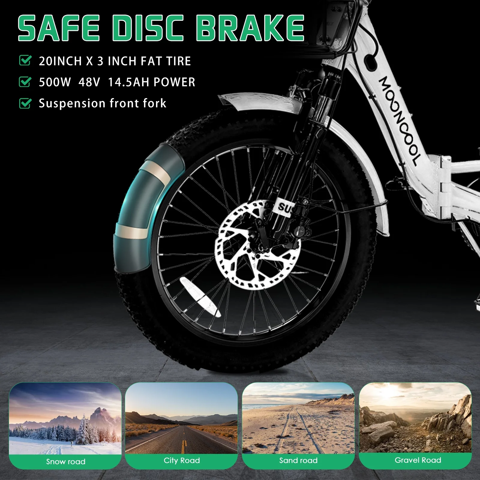 MOONCOOL TK1 Folding Electric Tricycle with Rack Bags , 750W Motor 48V Foldable Ebike Electric Trike for Adults, 20