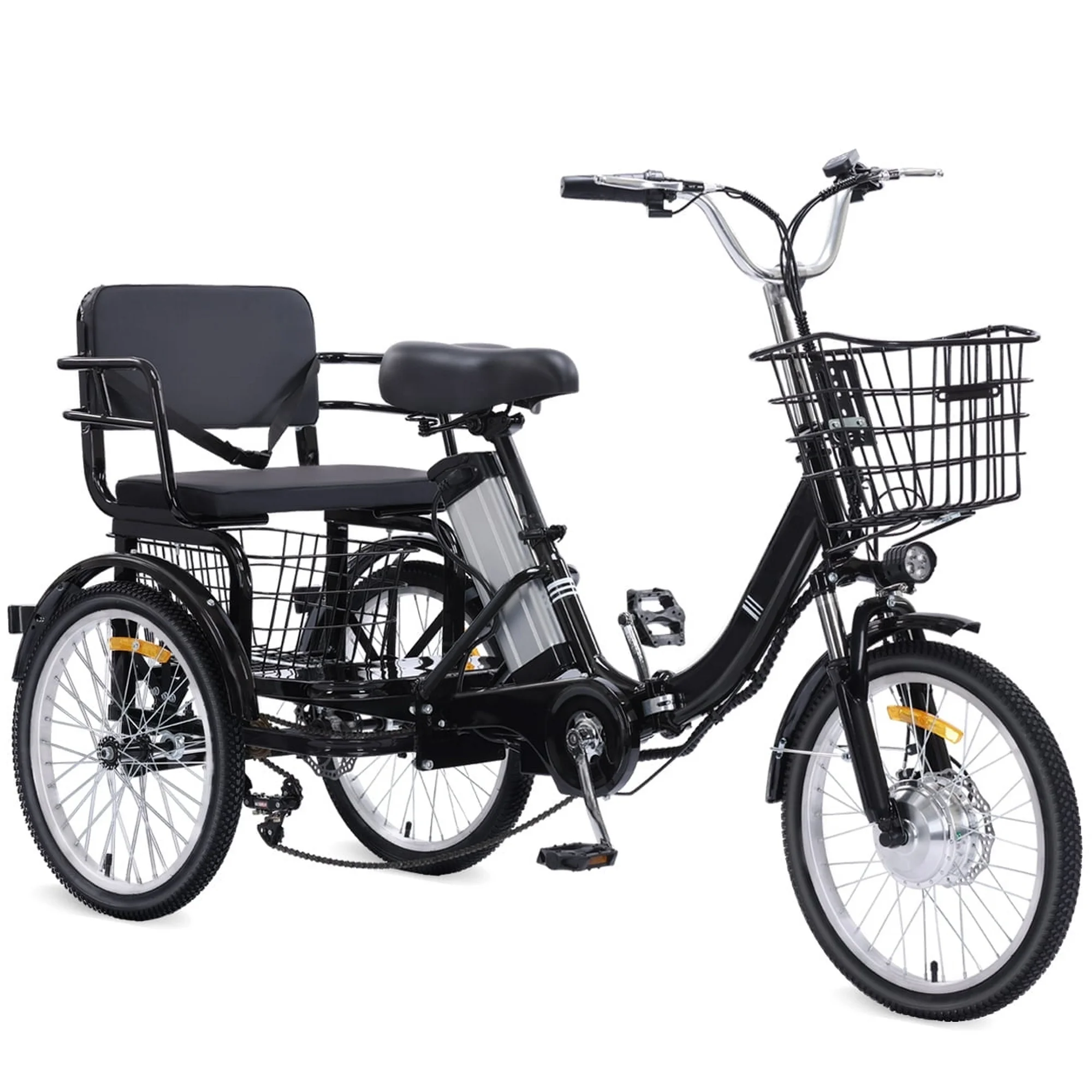 YEBEI Foldable Adult Electric Tricycle 350W with Passenger Seat 20 Miles Capacity 330 lbs