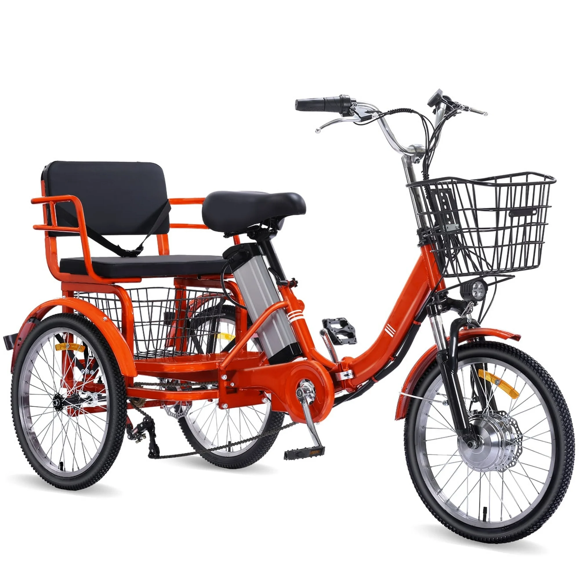YEBEI Foldable Adult Electric Tricycle 350W with Passenger Seat 20 Miles Capacity 330 lbs