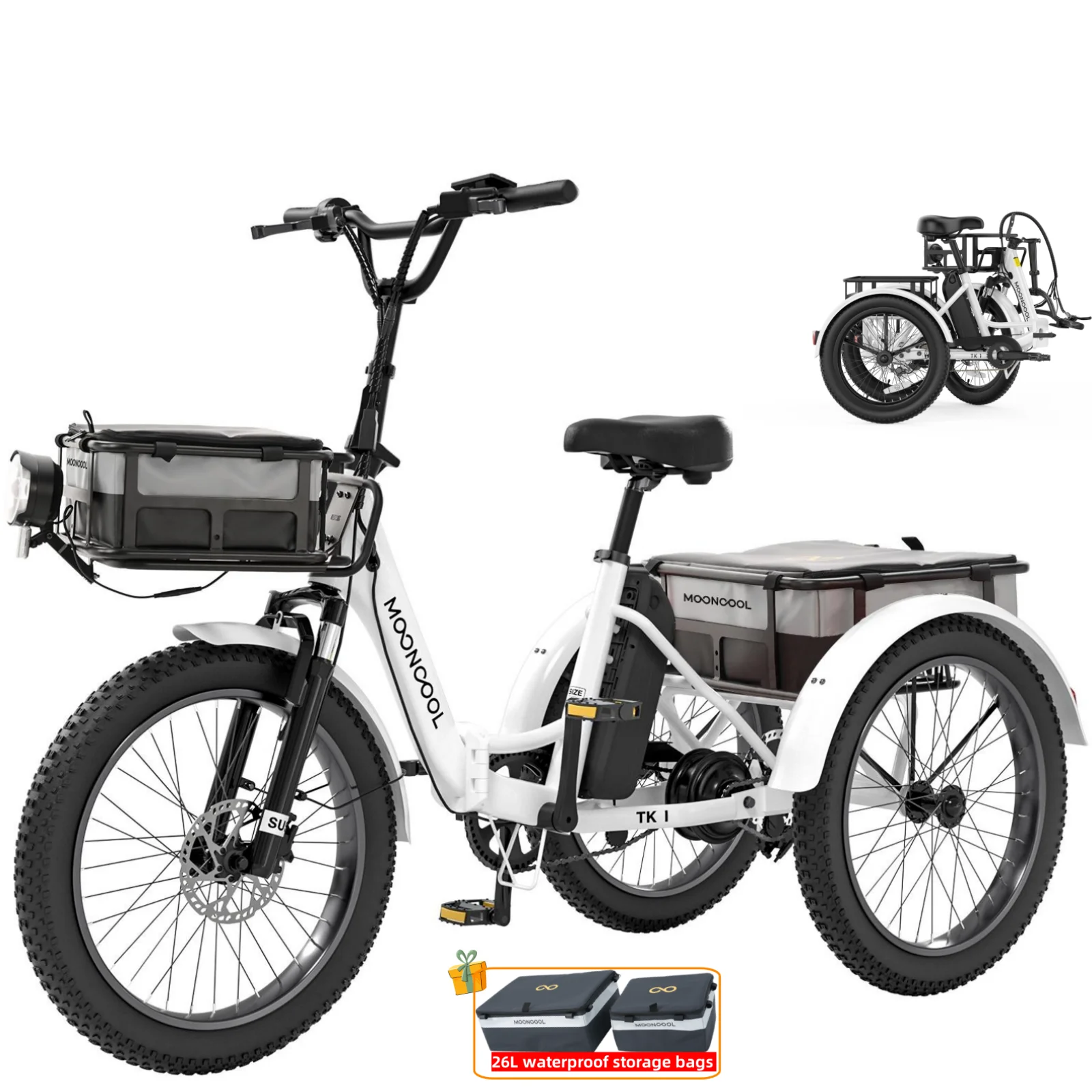 LILYPELLE Electric Trike for Adults, 750W Folding Electric Tricycle Electric Trike, 3 Wheel Electric Bicycle Motorized Three Wheel Ebike with Large Basket for Women Men