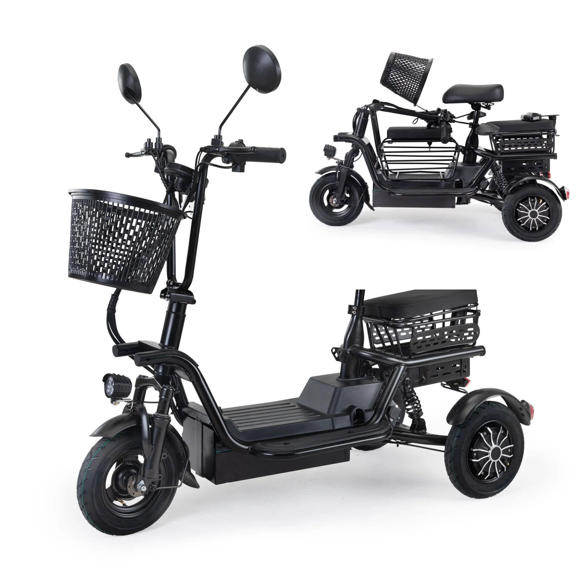JAXPETY Folding Electric Tricycle, 3 Wheel Motorized Bicycle with 48V 400W Lithium Battery, for Men/Women/Kids, Perfect Spring Gift for Family, Black